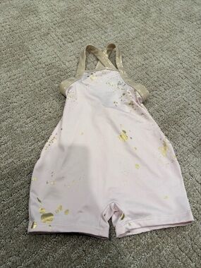 Justice Pink and Gold Sparkle Crossback gymnastics biketard